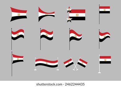 Flag of Egypt Set, original and simple Egypt flag Bundle, vector illustration of Egypt flag Collection
