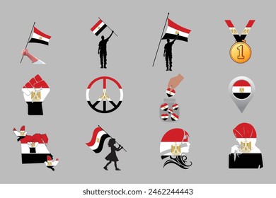 Flag of Egypt Set, original and simple Egypt flag Bundle, vector illustration of Egypt flag Collection
