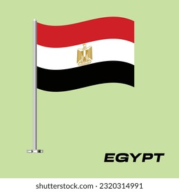 Flag of Egypt, Table Flag of Egypt, Vector Illustration, Wavy Table Flag of Egypt.