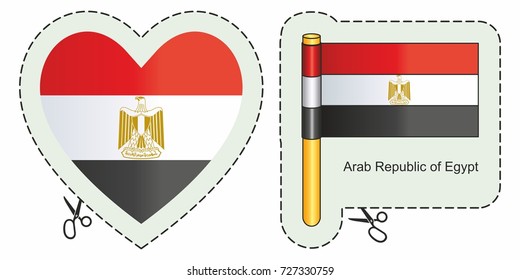 Flag of Egypt. Vector cut sign here, isolated on white. Can be used for design, stickers, souvenirs.