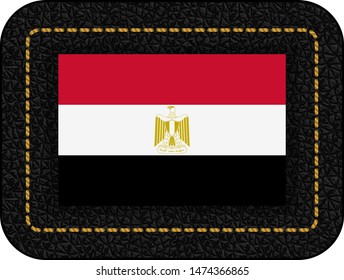 Flag of Egypt. Vector Icon on Black Leather Backdrop. Ratio 2:3