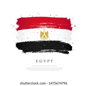Flag of Egypt. Vector illustration on a white background. Brush strokes are drawn by hand. Independence Day.