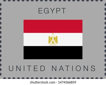 Flag of Egypt. Vector Sign and Icon. Postage Stamp