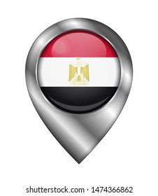 Flag of Egypt. Vector Sign and Icon. Location Symbol Shape. Silver