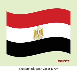 Bandera de Egipto, Bandera Nacional ondeando de Egipto, Bandera Nacional de Egipto ilustración vectorial.