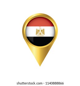 Flag of Egypt.symbol check in Egypt, golden map pointer with the national flag of Egypt in the button. vector illustration.