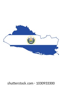 Flag of the El Salvado overlaid on detailed outline map isolated on white background