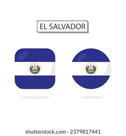 Flag of El Salvador 2 Shapes icon 3D cartoon style.