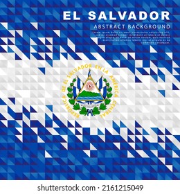 Flag of El Salvador. Abstract background of small triangles in the form of colorful blue and white stripes of the Salvadoran flag. Vector illustration.