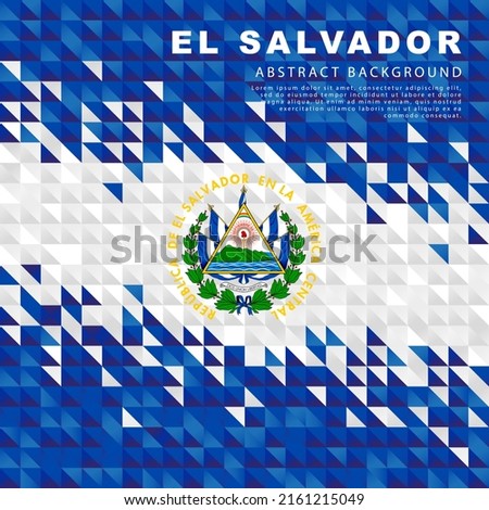 Flag of El Salvador. Abstract background of small triangles in the form of colorful blue and white stripes of the Salvadoran flag. Vector illustration.