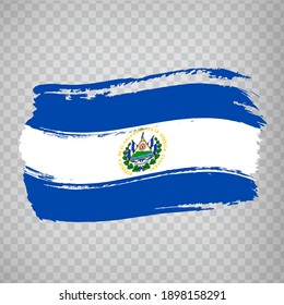 Flagge von El Salvador Pinselstrich Hintergrund.  Flag Republik El Salvador auf transparentem Hintergrund für Ihr Webseitendesign, App.  Zentralamerika. EPS10.