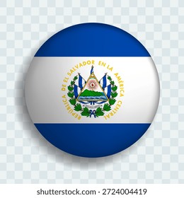 Botão do círculo da bandeira de El Salvador com sombra. ícone da bandeira. ícone 3d