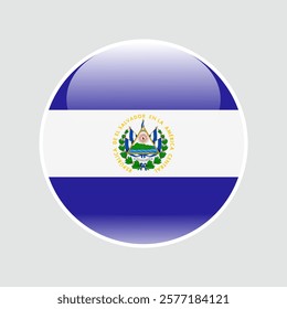 The flag of el salvador. Circle icon flag. Button flag icon. glossy circle badge. 3d illustration.	