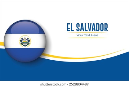 Flag of EL Salvador Circle isolated on White background with Text. Banner, Poster, vector, template, Mockup, Background, Social Media, Post, 3D.