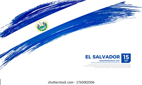 Flag of El Salvador country. Happy Independence day of El Salvador background with grunge brush flag illustration