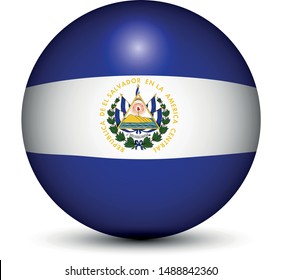 Flag of El Salvador in the form of a ball isolated on white background.