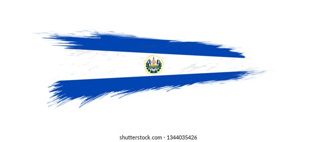 Flag of El Salvador in grunge brush stroke, vector grunge illustration.