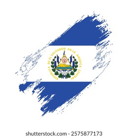 Flag of El Salvador Grunge Brush Stroke Style Vector