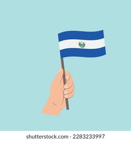 Flag of El Salvador, Hand Holding flag
