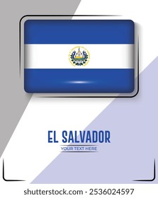 Flag of EL Salvador Kurdistan isolated on White background with Text. Banner, Poster, vector, template, Mockup, Background, Social Media, Post, 3D.