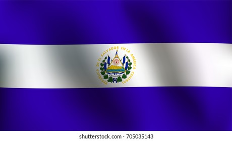 Flag of El Salvador with a little Waving, Shading & Flag Colors separated layers - Vector Illustration