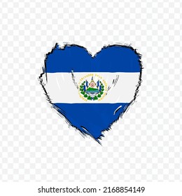 Bandera de El Salvador en pincel de textura de amor con fondo transparente, ilustración vectorial en archivo eps