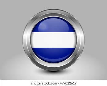 Flag of El Salvador. Metal and Glass Round Icon. This is File from the Collection North America Flags