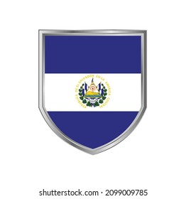 Flag of El Salvador with metal shield frame