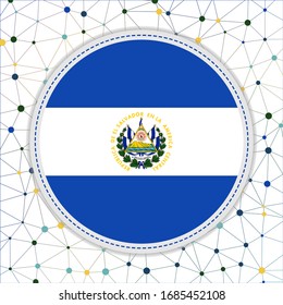 Bandera de El Salvador con antecedentes de red. Cartel de El Salvador. Ilustración vectorial radiante.