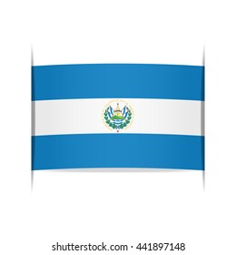 Flag of El Salvador, officially the Republic of El Salvador. Vector illustration of a stylized flag. The slit in the paper with shadows. Element for infographics.
