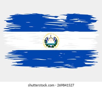 Flag of El Salvador, Painted brush colored inks. Symbol Independence Day National Patriotic Travel Country Background Grunge Paint Stock Vector Icon Logo Picture Image Illustration Political