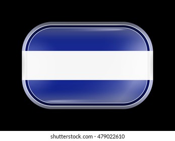 Flag of El Salvador. Rectangular Shape with Rounded Corners. This Flag is One of a Series of Glass Flag Icons