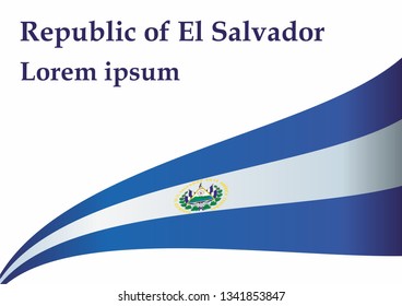 Flag of El Salvador, Republic of El Salvador. Template for award design, an official document with the flag of El Salvador. Bright, colorful vector illustration.