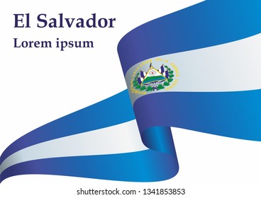 Flag of El Salvador, Republic of El Salvador. Template for award design, an official document with the flag of El Salvador. Bright, colorful vector illustration.