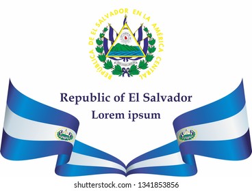 Flag of El Salvador, Republic of El Salvador. Template for award design, an official document with the flag of El Salvador. Bright, colorful vector illustration.