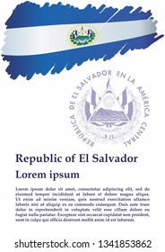Flag of El Salvador, Republic of El Salvador. Template for award design, an official document with the flag of El Salvador. Bright, colorful vector illustration.