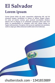 Flag of El Salvador, Republic of El Salvador. Template for award design, an official document with the flag of El Salvador. Bright, colorful vector illustration.