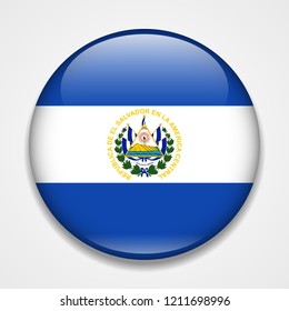 Flag of El Salvador. Round glossy badge