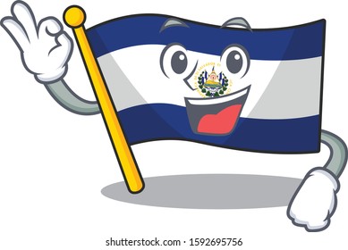 Flag el salvador Scroll mascot design making an Okay gesture