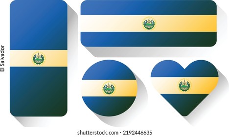 Flag of El Salvador  , set of flags , flag button , Heart of flag	
