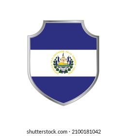 Flag of El Salvador with silver frame