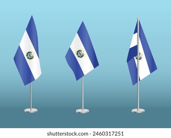 Flag of El Salvador with silver pole