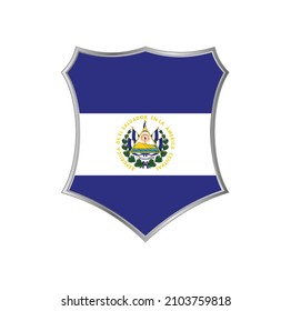 Flag of El Salvador with silver shield frame