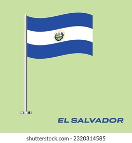 Bandera de El Salvador, Bandera de Mesa de El Salvador, Ilustración vectorial, Bandera ondulada de mesa de El Salvador.