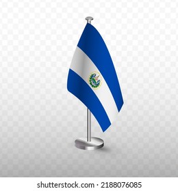 Flag of El Salvador. Vector illustration of a flag with flagpole on a transparent background (PNG).