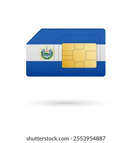 Flag of El Salvador. Vector illustration of SIM Card with flag on white background