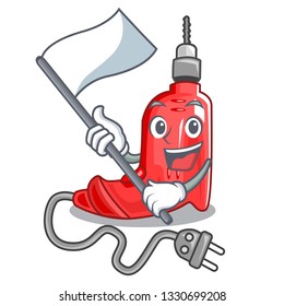 With flag electric drill in the cartoon box