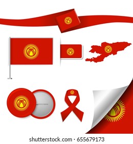 Flag with elements	Kirghistan