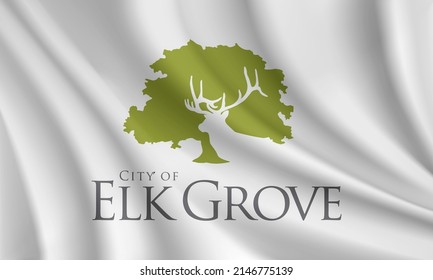 Flag of Elk Grove, California, USA. Realistic waving flag of Elk Grove vector background.