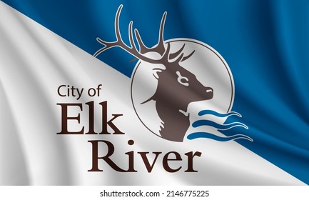 Flag of Elk River, Minnesota, USA. Realistic waving flag of Elk River vector background.